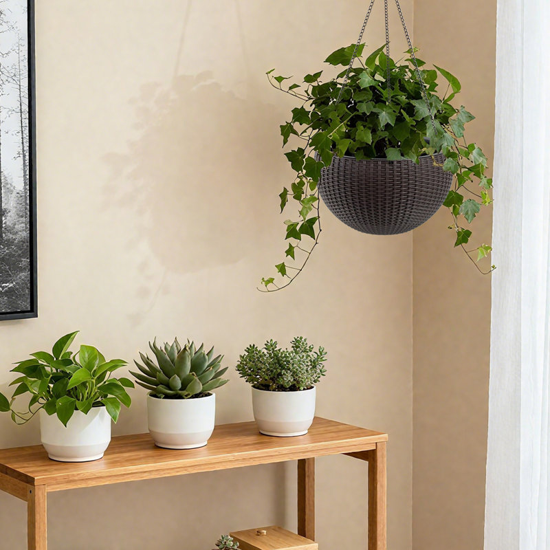 Large Capacity Rattan Planters, Durable Polypropylene, Modern Design For Indoor And Balcony