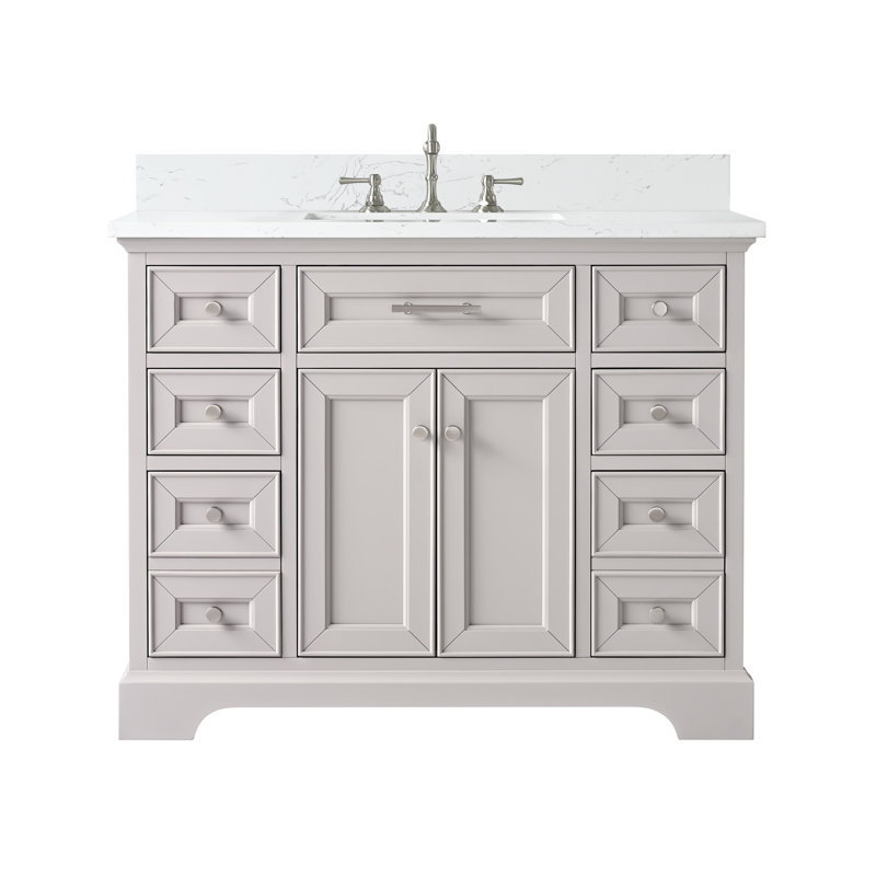 Thompson 42" W Single Bathroom Vanity, Taupe/Brushed Nickel