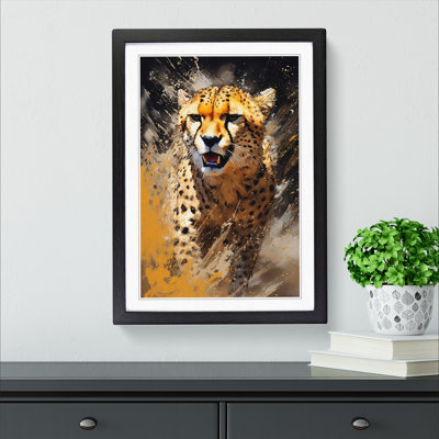 Cheetah Action - Single Picture Frame Print on Wood