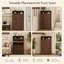Rangement à chaussures de luxe en noyer - 3 compartiments inclinables et tablette ouverte-194305199-194305192