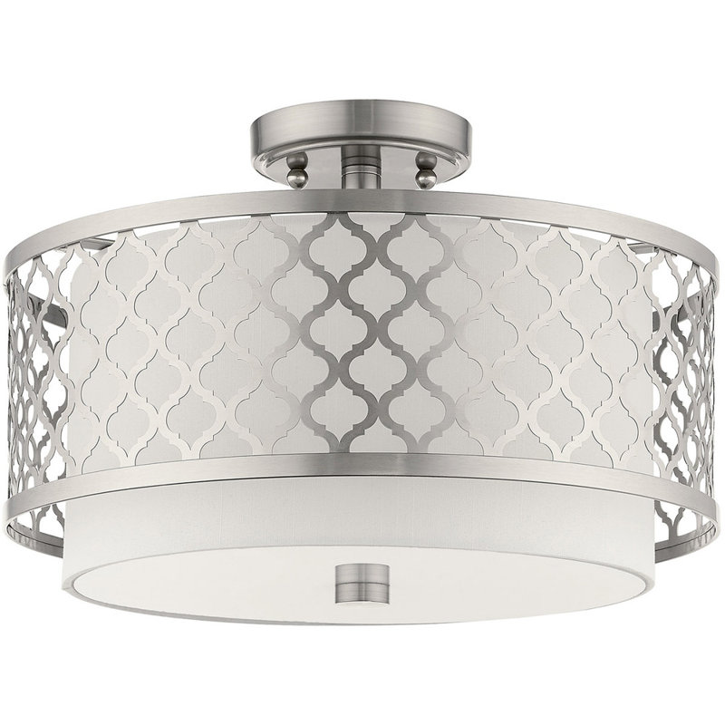 Pilirani Fabric Semi Flush Mount, Polished Chrome