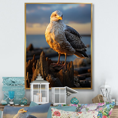 Impression sur toile Bahattin Seagull Vibrant Portrait on Rock On