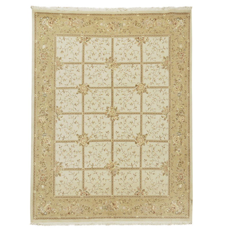 Hand Knotted Silk and Wool Indoor Rug
