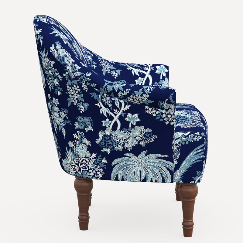 Preeti Accent Chair, Jr Daman Blue Foral Linen