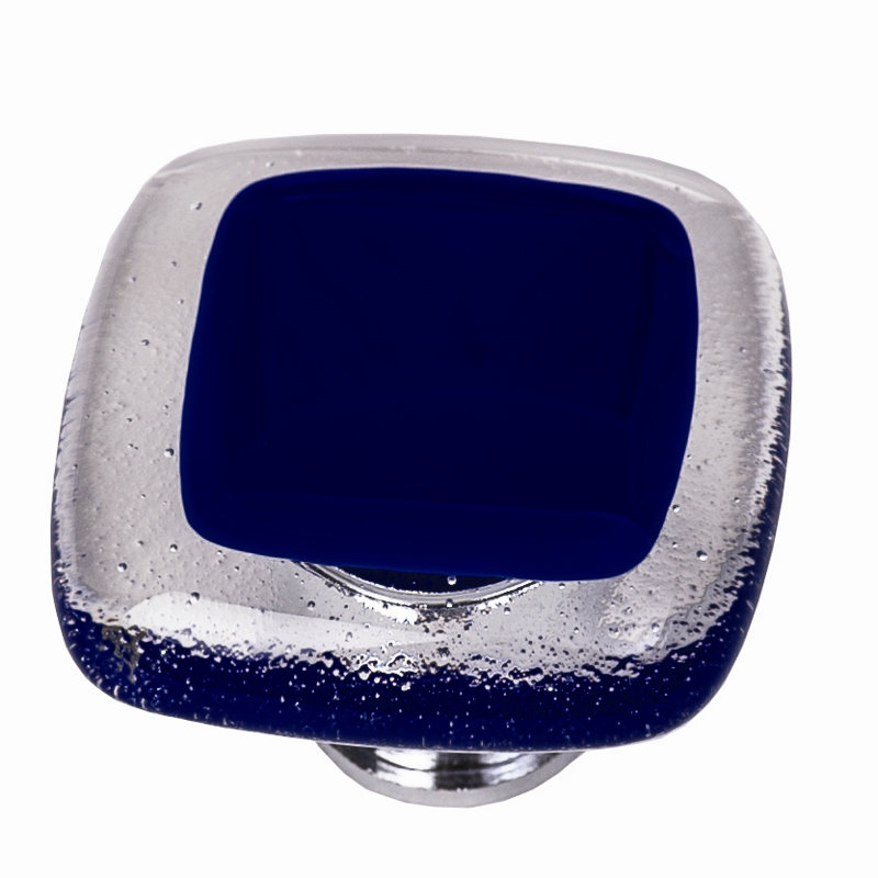 Poignée carrée 1 1/4 po, Nickel satiné, Bleu cobalt profond