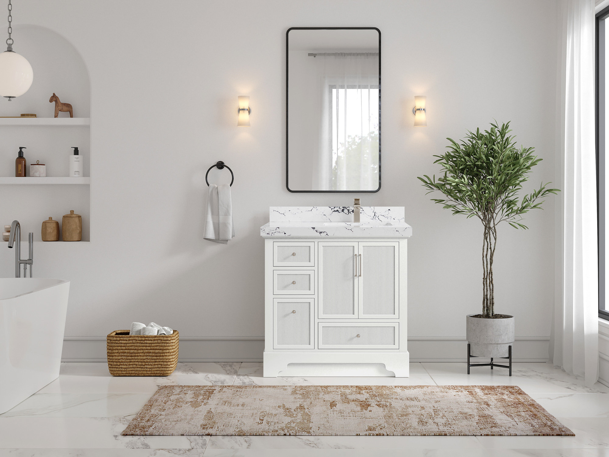 Willow Collections Alys 36'' Single Bathroom Vanity with Quartz Top ...