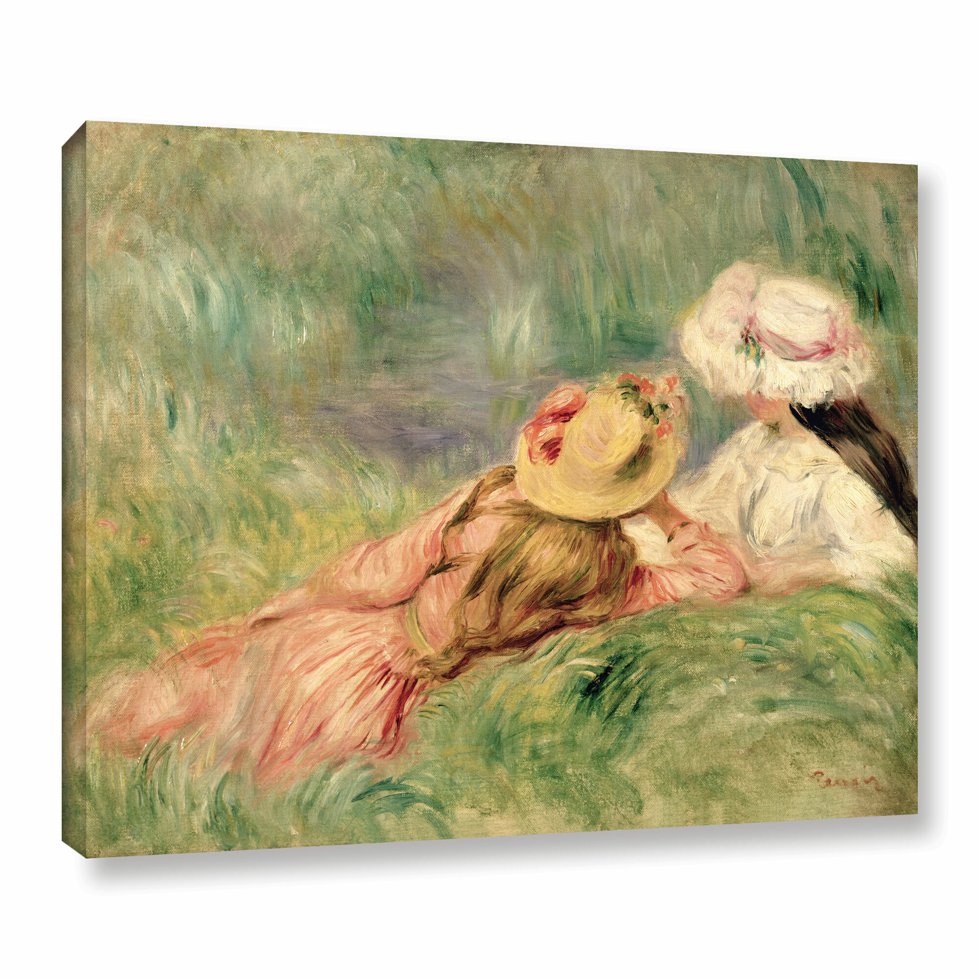 Young Girls On The River Bank Painting Print on Gallery Wrapped Canvas