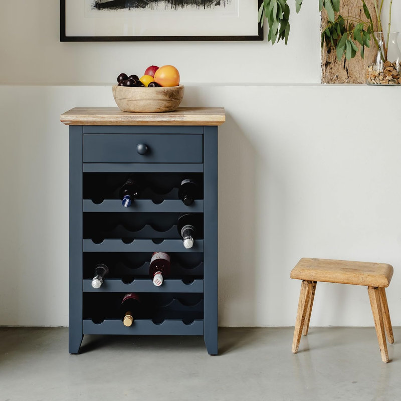 16 Bottle Floor Wine Bottle Rack in, Navy Blue