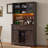 Marlborough 72'' W Farmhouse Bar Cabinet with LED lights and Sliding Barn Doors,Brown-380788141
