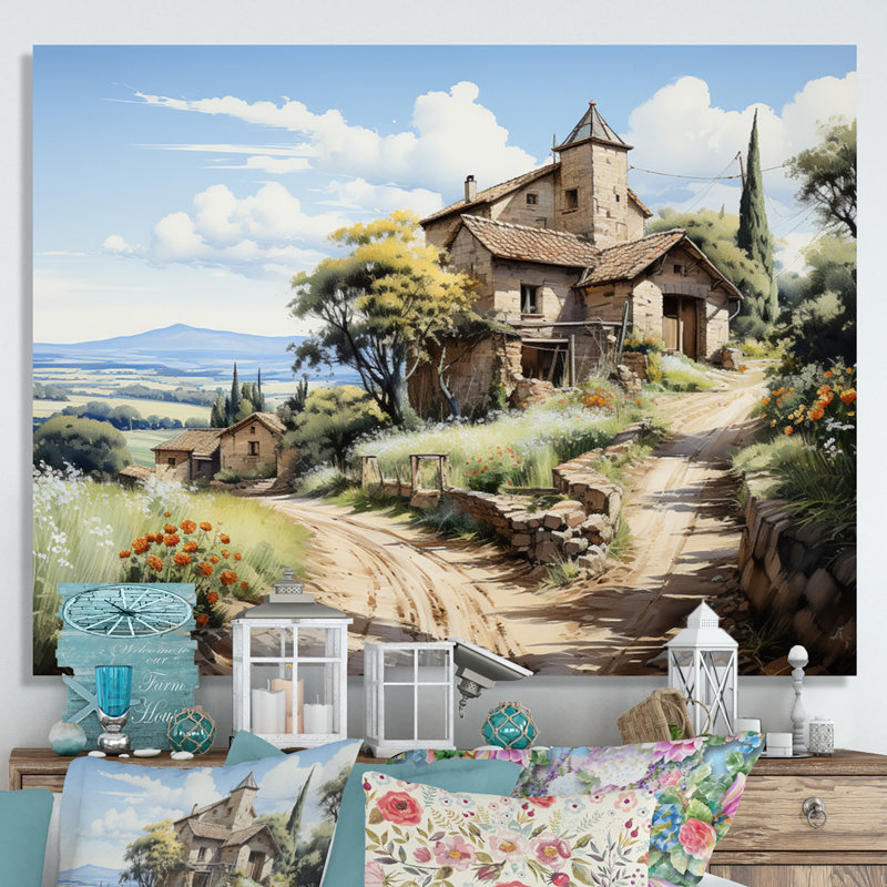 Country Charm Tranquil Village, reproduction d'art sur toile, H 12 po x l 20 po x P 1 po, Toile tendue