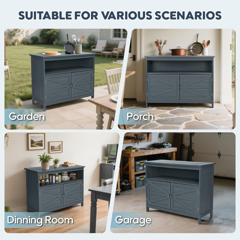 Buffet d'extérieur avec portes magnétiques HiPS, Gris
