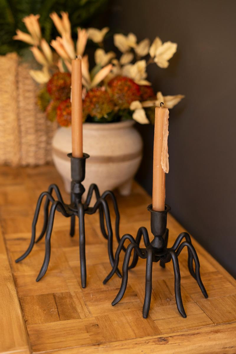 SET OF TWO SPIDER TAPER CANDLE HOLDERS