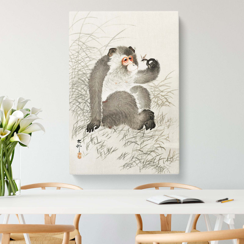 Monkey With An Insect by Ohara Koson - Wrapped Canvas, 60cm H x 40cm W x 3cm D