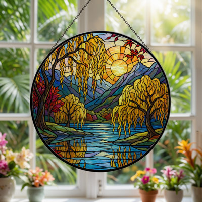 Panneau de vitrail 12 "H Autumn Landscape