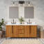 Sequoia 72 In. Double Sink Whitebrook Quartz Countertop Bath Vanity in Mango Wood With Gold Faucet-251440441