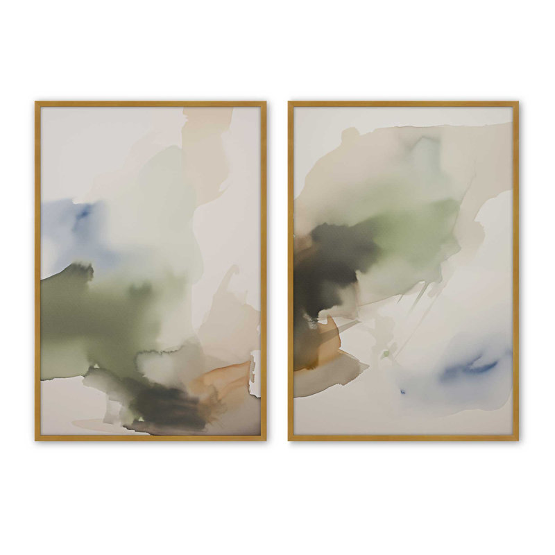 «Tranquil Earth Reverie», ensemble de 2 impressions, Or poli, H 11,25 po x l 18,5 po