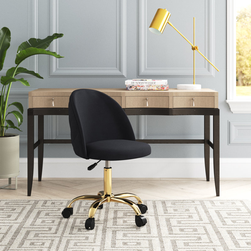 Ganey Velvet Task Chair, Black