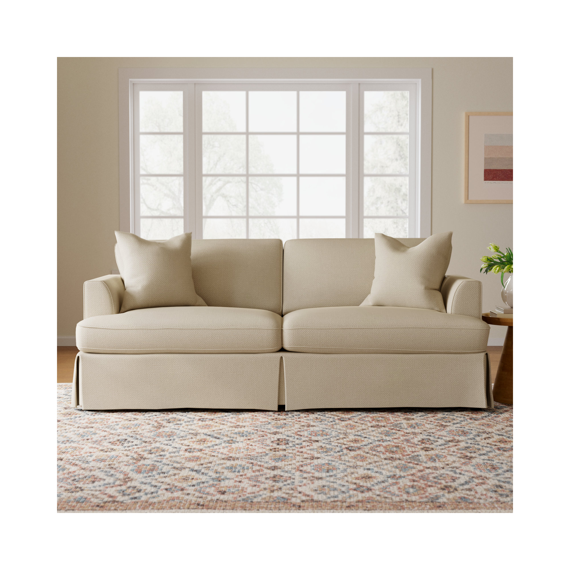 Lucia 92.5'' Upholstered Sleeper Sofa, Bayou Stone Canvas
