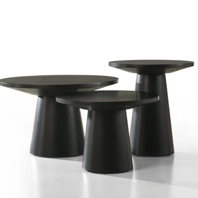 3-Piece Coffee, End, & Console Table Set With Pedestal Base