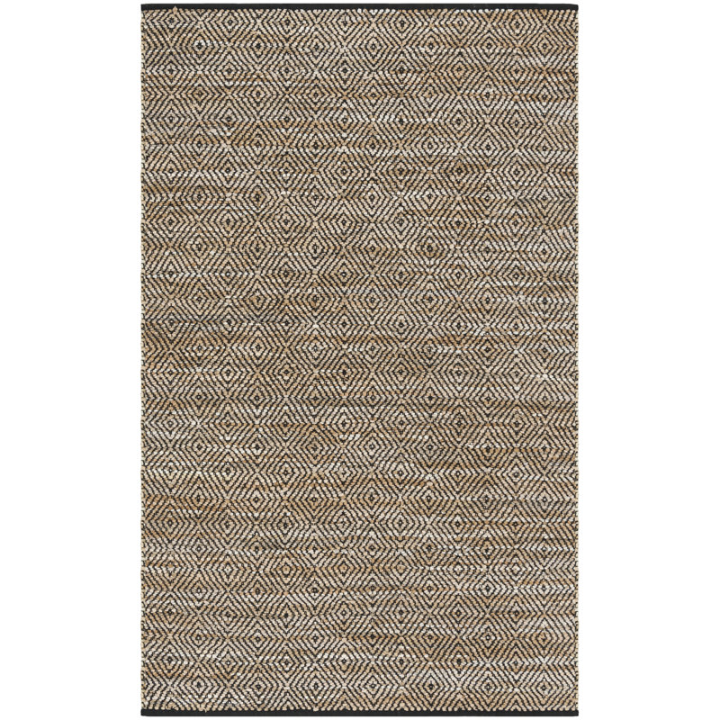 Adero Hand Woven Leather/Cotton Geometric Rug in Brown, Rectangle 2'3" x 4'