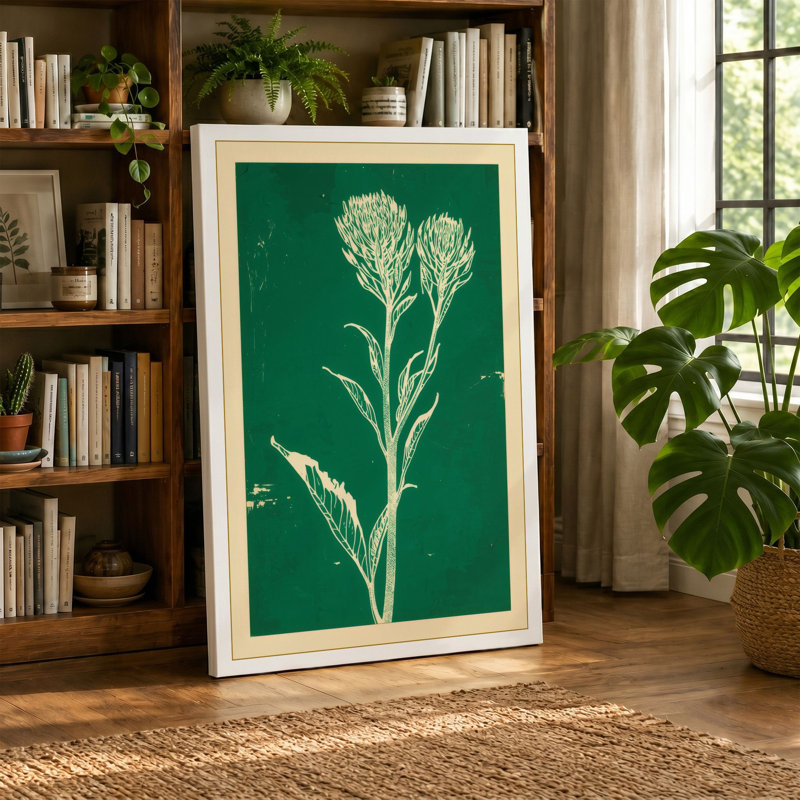 Cream Carnation Study Botanical - Wrapped Canvas, 18x12 - 45.7 x 30.5 cm, Taupe Border