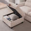 Chenille beige en forme de L de 114,5 po avec bibliothèque, rangement réversible, ports, porte-gobelet, coussins lavables amovibles, salon moderne, coussins,-1182200491-1182200489