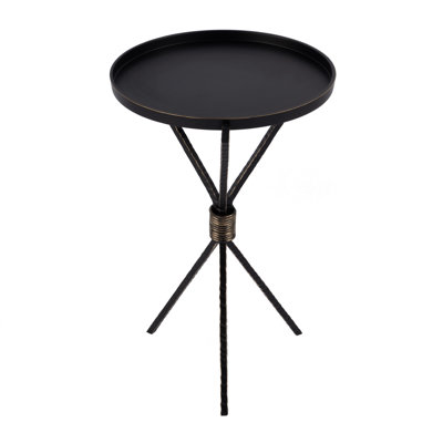 Table d'appoint ronde en aluminium et en fer avec base en trépied Rogalski
