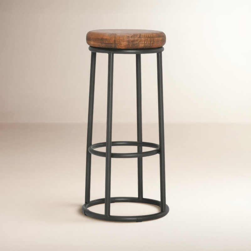 Tabouret en bois massif Caress, Brun, Tabouret de bar (assise de 30 po de hauteur)