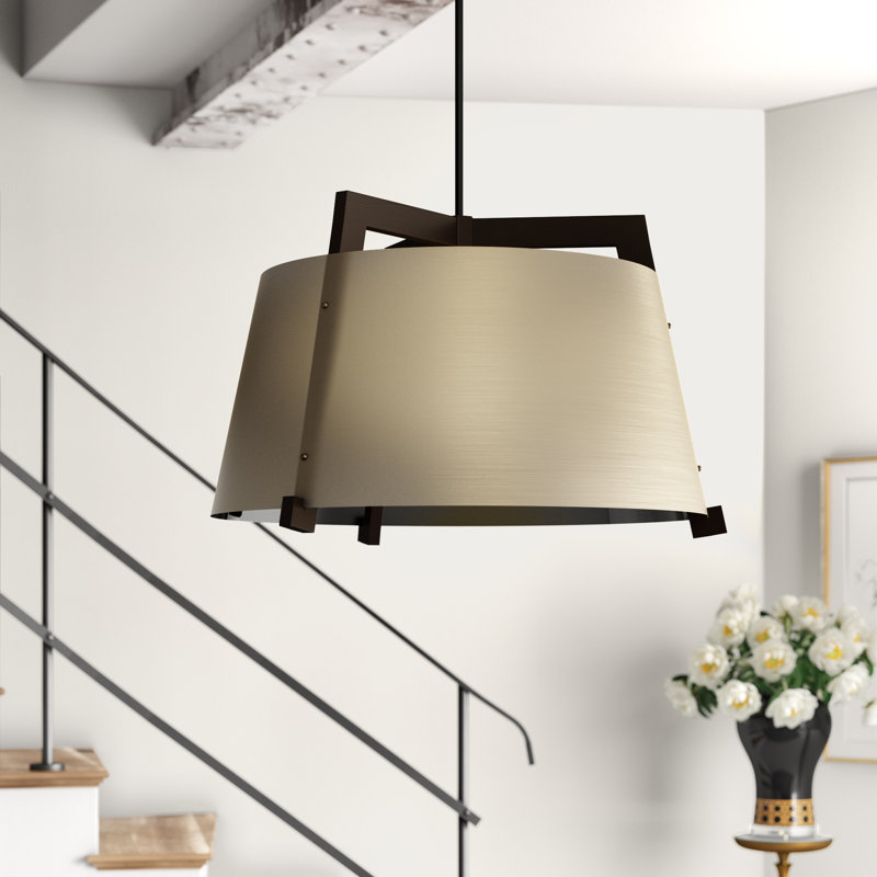 Ignis Pendant, 11.5" H x 17" W, Dark Stained Walnut/Rose Gold, 3500K LED w/ Diffuser - Rigid