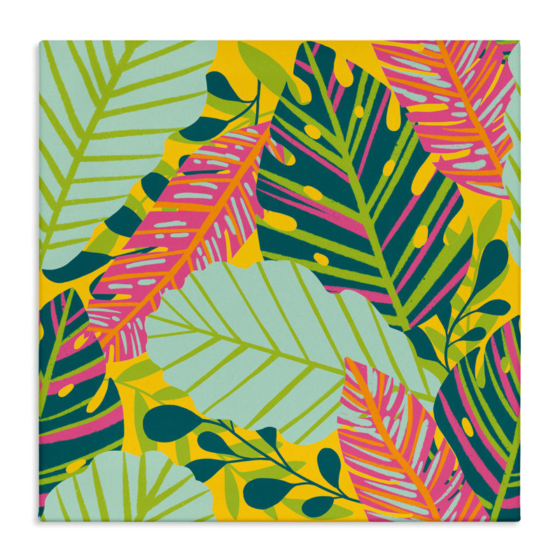 Tropical Leaf Toss Canvas, design by Jilly Jack Designs, 30" H x 30" W