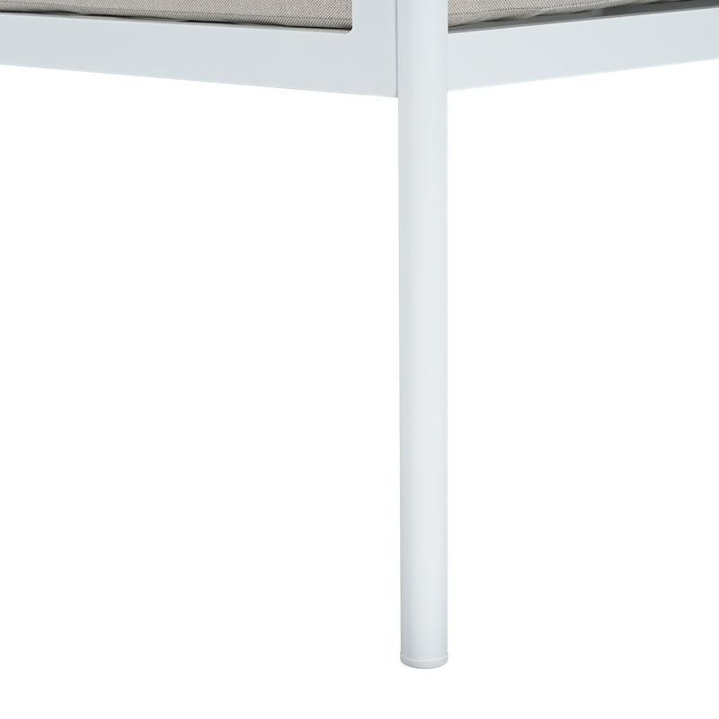 Chaise de salle à manger d'extérieur en aluminium avec coussins hydrofuges Aurevia, Coussin beige / structure blanche