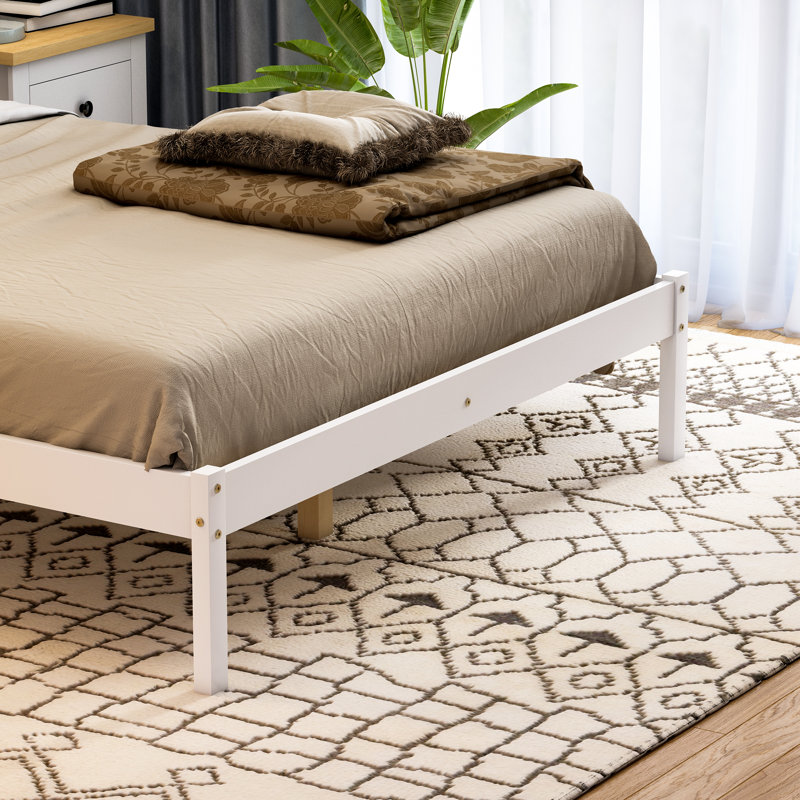 Frederique Solid Wood Bed, White/Pine, Double (4'6)