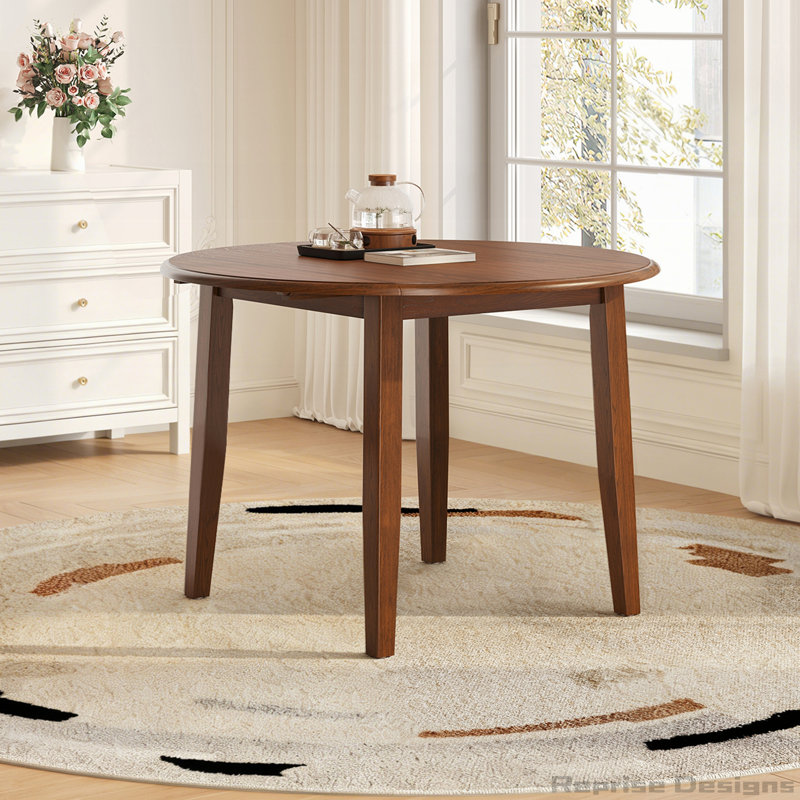 Table de salle à manger extensible ronde pour 2 à 4 personnes, table de salle à manger pliante en bois avec taille réglable, conception peu encombrante pour les petits appartements et les salles à manger
