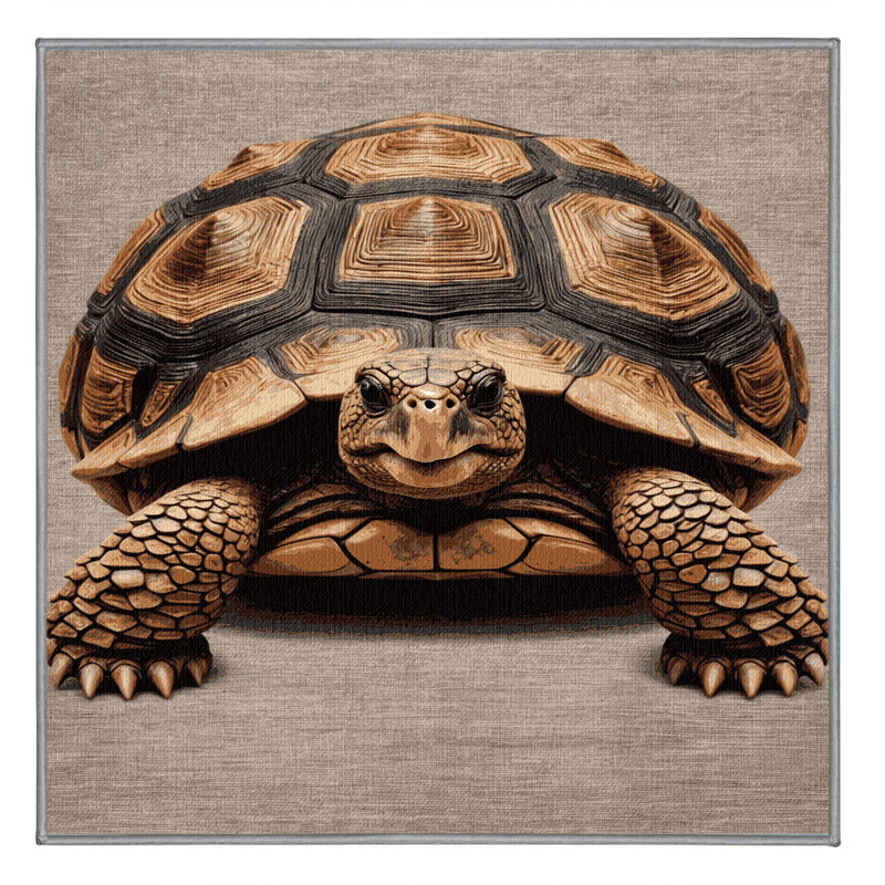 Washable African Spurred Tortoise Wildlife Area Rug, Square 7'