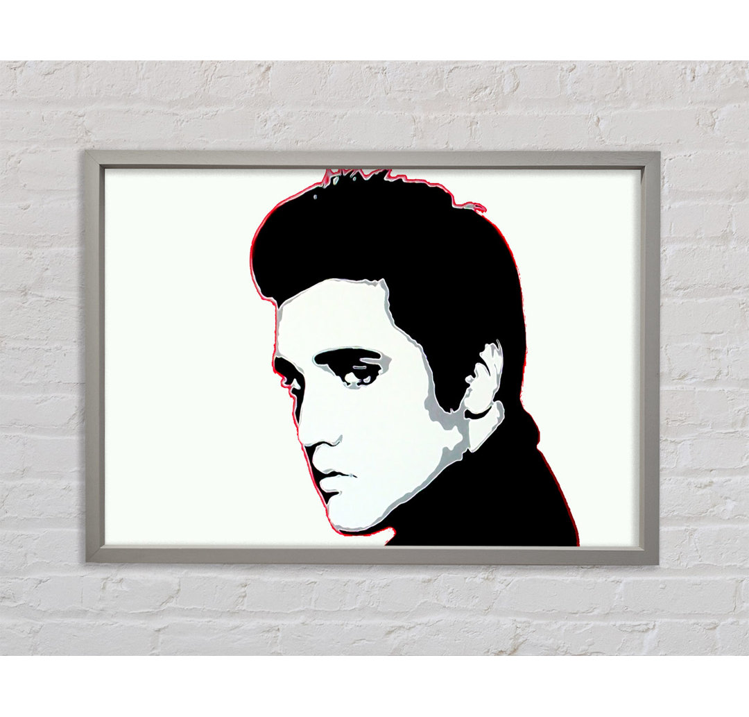 Elvis Portrait Weiß - Einzelner Bilderrahmen Kunstdrucke auf Leinwand