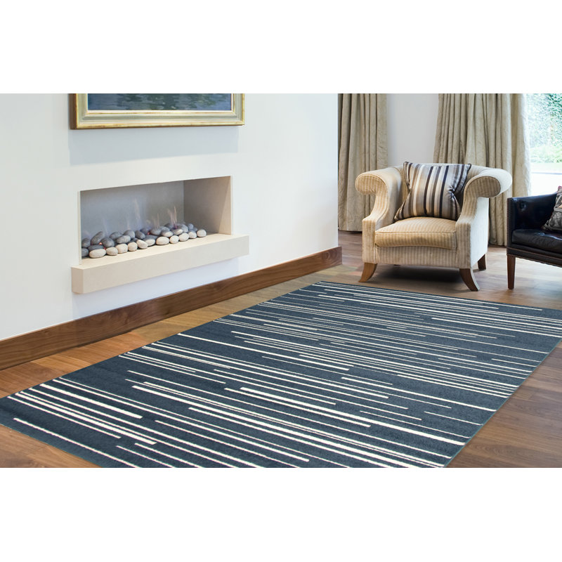 Tapis pétrole / crème Francom, Rectangle 5 pi 3 po x 7 pi 3 po