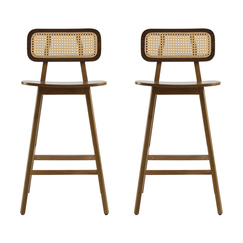 Tabouret de bar en bois Bari, ensemble de 2, Noyer