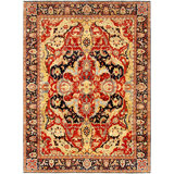 Bidjar Hand Knotted Wool Geometric Area Rug in Rust / Navy