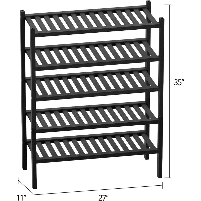 12 Pair Stackable Shoe Rack, Black