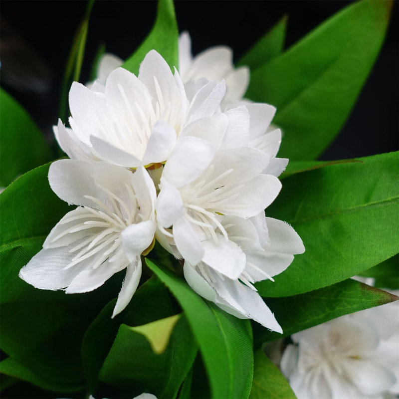 Plastic, Silk Freesia Arrangement in Pot, White