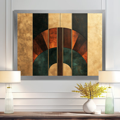 Geometric Walnut Essential Forms III - Abstract Art deco Canvas Wall Art