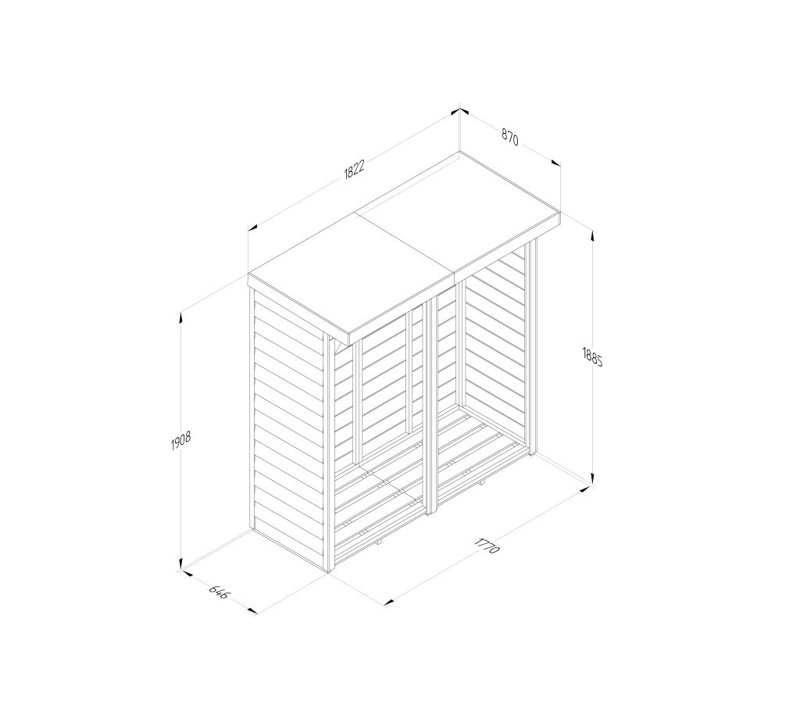 182.2cm W x 87cm D Wood Log Store