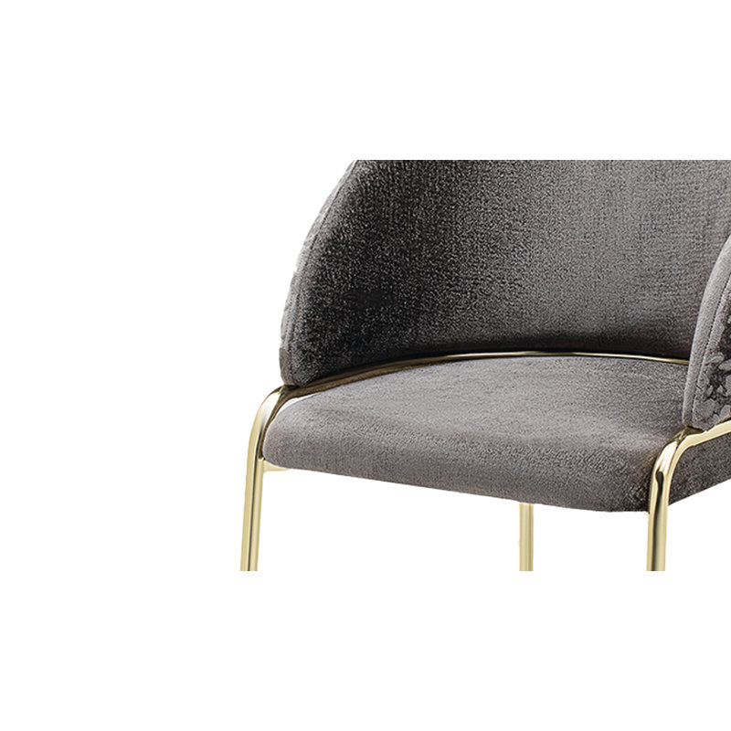 Onyx Velvet Side Chair, Dark Gray, Gold
