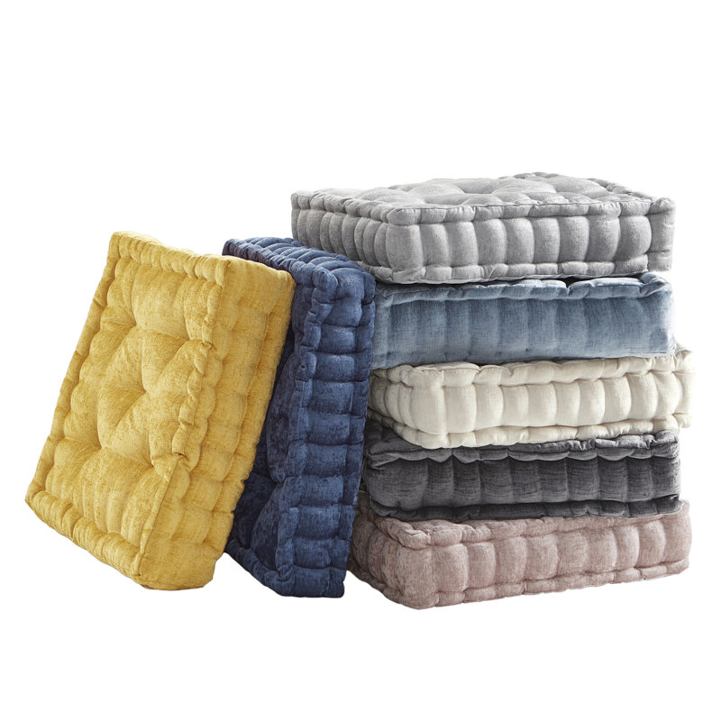 Coussin de sol carré en chenille poly A Alez, Marine, Carré de 24 po