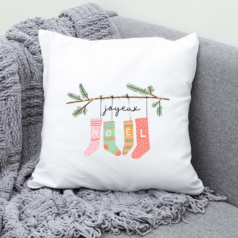 Christmas Illustration Reversible Throw Pillow, 18" x 18"
