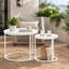 Table basse gigogne, ensemble de 2 tables basses rondes de 23,6 po, ensemble de tables gigognes en bois avec structure en métal, tables d'appoint pour le salon, la chambre et le balcon, blanc