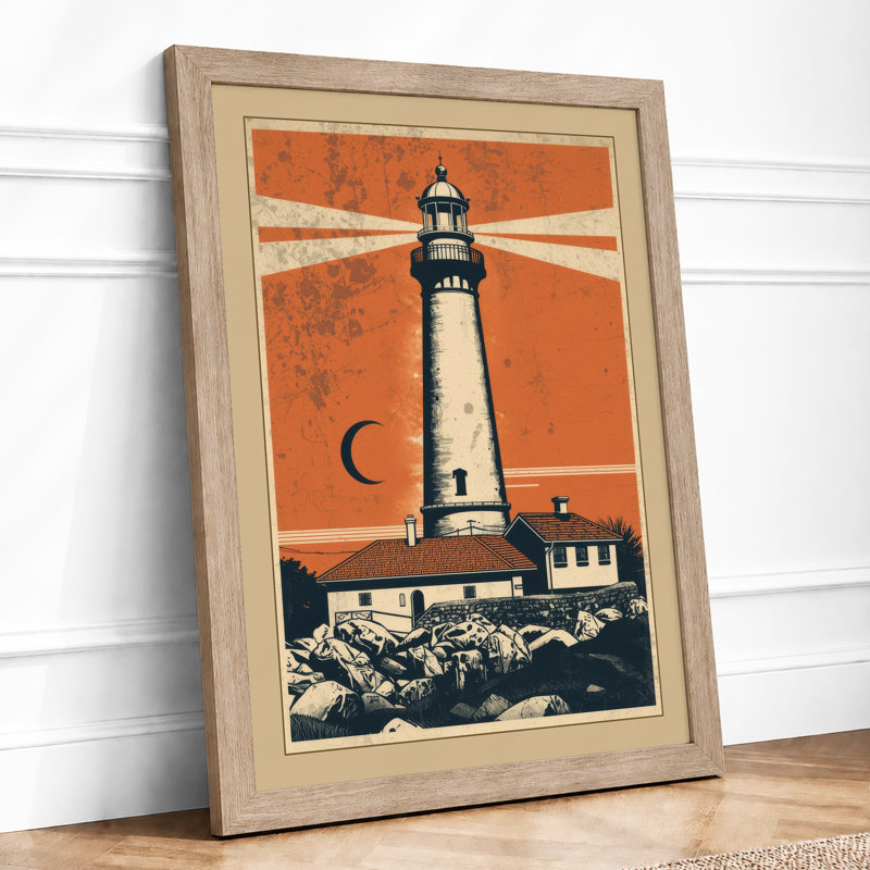 Lighthouse Watch Retro - Print, A1 - 84.1 x 59.4 cm, Oak