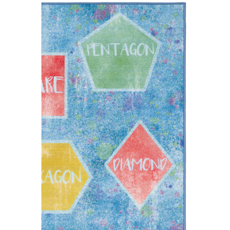 Kids Playhouse 201 in Blue/Pink Area Rug, Rectangle 5'5" x 7'7"
