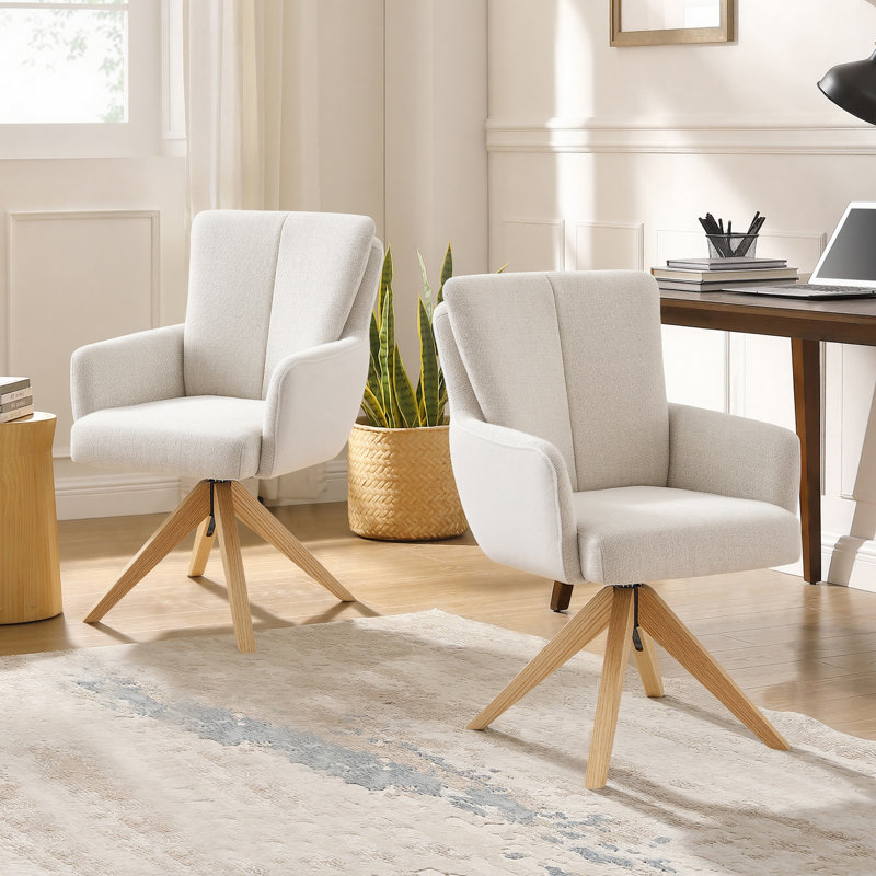 Ensemble de 2 chaises de bureau Bernab, Blanc cassé / blanc