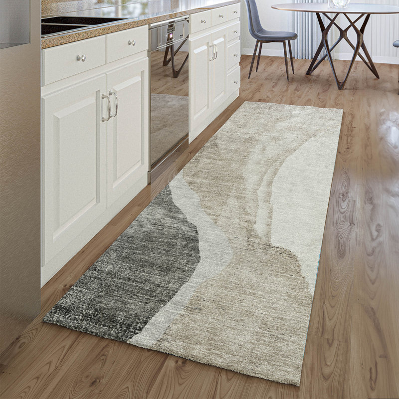 Premium Machine Washable Prisco Charcoal Rug, Runner 2'3" x 7'6"